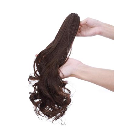 Ponytail Extension with Clip - 18 Heat Resistant Medium Brown Braid - Real Hair Look Smooth & Corrugated Styles - International Shipping Available - Buy Online on GoSupps.com