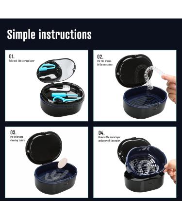 Buy Black Denture Box with Filter - Prosthesis Storage & Cleaning Solution | Durable & Stylish Dental Bath - Buy Online on GoSupps.com