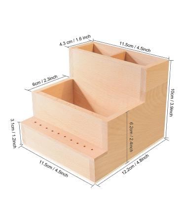 Wooden Nail Drill Bits Holder Organizer - 10 Holes Rectangle Box for Manicure Tools in Home or Salon - Buy Online on GoSupps.com