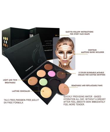 YOUNGFOCUS Professional Makeup Highlight & Contour Pro Palette - Vegan Creme Contour Kit for Light & Dark Skin | Perfect Gift Idea - Buy Online on GoSupps.com