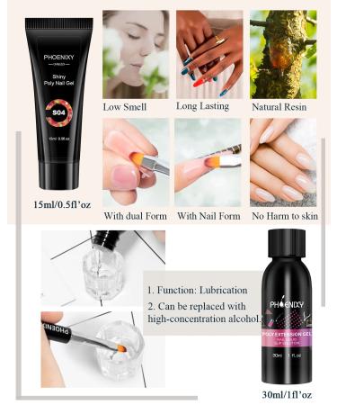 Phoenixy Poly Nail Gel Kit - 9 Colors Extension Gel Starter Kit with 48W UV LED Lamp - Manicure Tools Gift for Women - Buy Online on GoSupps.com