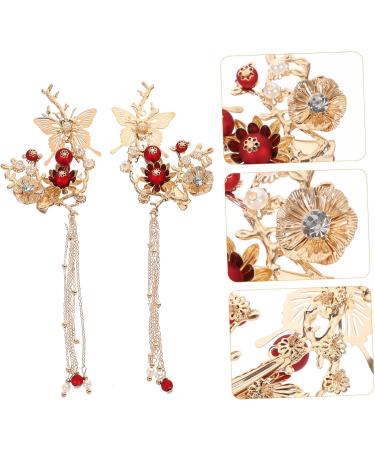 FRCOLOR 1 Pair Chinese Hair Clips with Tassel Apanese Flower Hair Clip Bridal Hair Comb Flower Tassel Hair Clip Chinese Hair Clips for Women Metal Hair Clips for Women Geisha Hanfu Woman - Buy Online on GoSupps.com