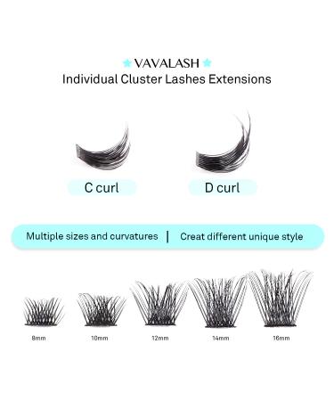 VAVALASH DIY Eyelash Extension Cluster Lashes 72 PCS - V01-D Curl 8-16mm Mix - Soft Faux Mink Silk Clusters for Easy & Light Full Lash Extension at Home - Buy Online on GoSupps.com