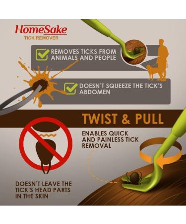 HomeSake Tick Removal Tool for Pets & Humans | Pain-Free & Chemical-Free | Removes Entire Tick Head & Body | Pack of 3 One Size - Buy Online on GoSupps.com