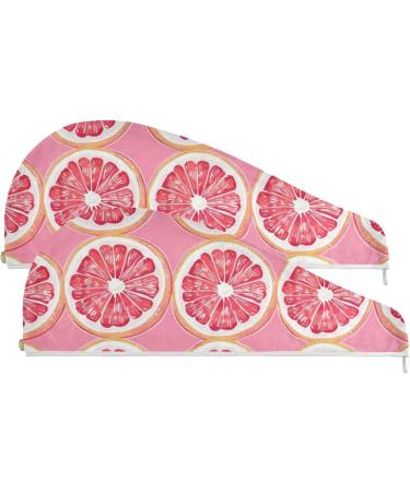 Super Absorbent Small Pink Grapefruit Hair Towels - 2 Pack Quick Dry Turbans for Women & Girls - Buy Online on GoSupps.com