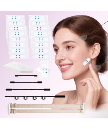 222PCS New Face Lift Facelift Band Face/Neck Tapes Lifting Invisible V FaceLift Invisible Tape Wrinkle Jowl Cord Lifter Sagging Skin Facial Lifting Stickers (Apricot)
