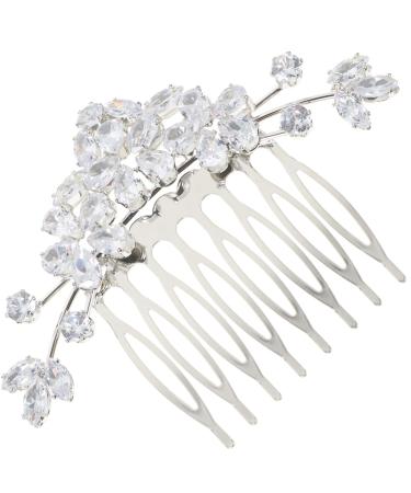 Mikinona Bangs Comb Bride Hair Accessories Wedding Floral Headpiece Bride Wedding Hair Comb Wedding Hair Decor Rhinestone for Hair Flower Side Comb Flower Hair Side Comb Aluminum Alloy
