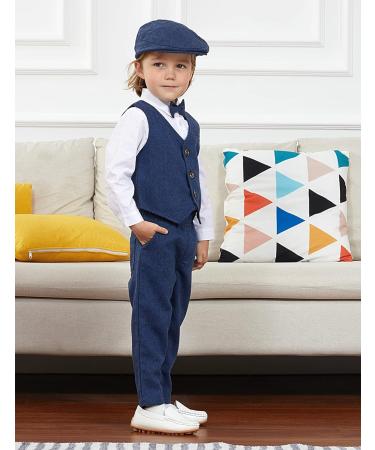 Mint Green Baby Boys Herringbone Tweed Suit Set 4pcs | Wedding Outfit 1-4 Years | Blue 3-4 Years - Buy Online on GoSupps.com