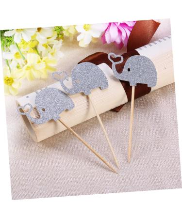 CAXUSD 3pcs Stick Fruit Topper Heart Glitter Elephant Cupcake Toppers Jungle Glitter Cupcake Toppers Cupcake Picks Paper Cups Appetizers Topper Heart Wedding Wooden Insert Card Silver medium - Buy Online on GoSupps.com