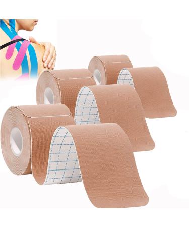 Kinesiology Tape Knee and Muscle Suppor Kinesiology Tape Precut (3 Rolls 60 Strips) Waterproof Sports Tape for Athletes(Flesh Color)