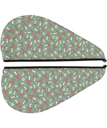 Hair Towel Wrap | Quick Drying Towel Turban with Button | Retro Hippie Groovy Mushroom Design - Buy Online on GoSupps.com