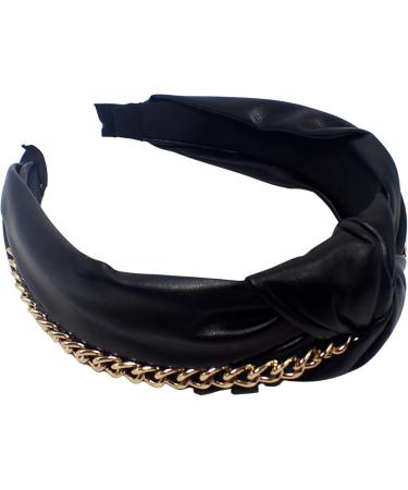 Topkids Accessories Leather Chain Knot Alice Bands Adult Women Hair Accessories for Women Hair Bands for Women Thick Headband Womens Headbands Head Bands Adult Women Wide Headbands (Black) - Buy Online on GoSupps.com