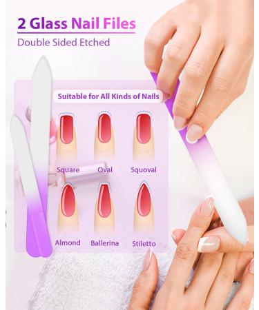 4PC Double Sided Etched Crystal Nail File and Shiner Set - Professional Salon Manicure Tools for Acrylic and Natural Nails - Purple - Buy Online on GoSupps.com