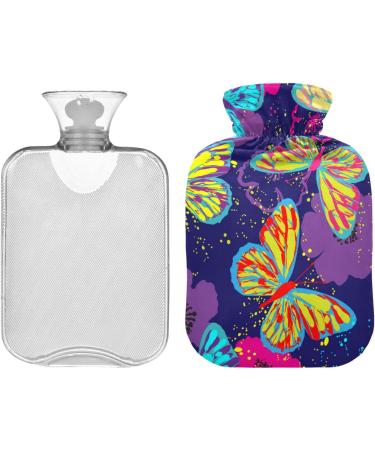 Colorful Butterfly Hot Water Bottle with Cover - 2L Pain Relief for Women & Adults - Hand & Foot Warmer - Buy Online on GoSupps.com