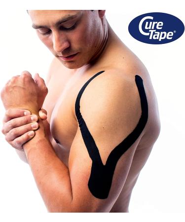 CureTape Classic Black Waterproof Kinesiology Tape | Best Adhesion Medical K-Tape for Athletes | Waterproof Muscle Tape for Enhanced Performance & Faster Recovery - Buy Online on GoSupps.com