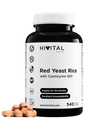 Levure de Riz Rouge concentr e avec Coenzyme Q10. 540 comprim s v g taliens pour 18 mois de traitement. Compl tement naturel. Sans Citrinines. Fabriqu en Europe par HIVITAL