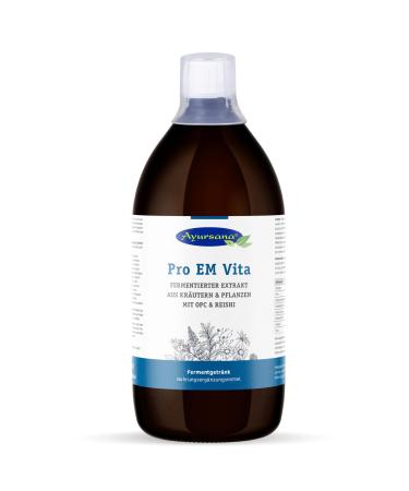 Ayursana Hinoki Pro EM Vita 1000ml probiotic for the intestinal flora with 24 bacterial strains & 21 plant extracts enriched with OPC & Reishi probiotic nutritional supplement