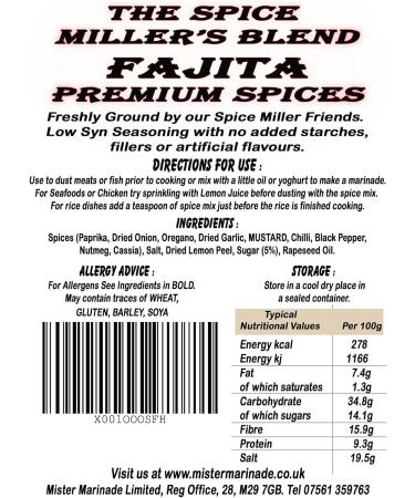 Spice Millers Blend Fajita 100g: Premium Artisan Spice Mix - Syn Free & Low Syn Seasoning - Buy Online on GoSupps.com