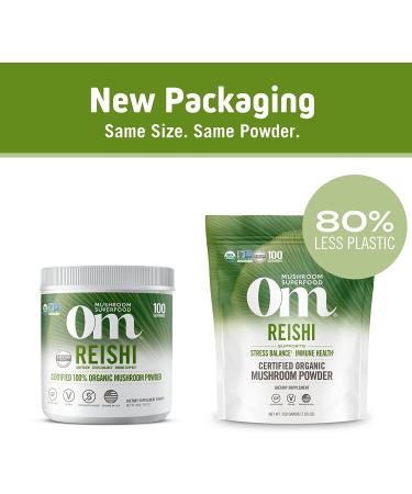 Om Mushroom Superfood Reishi Powder - Organic Adaptogen for Stress & Immune Support | 7.05 oz, 100 Servings - Buy Online on GoSupps.com