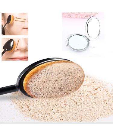 Petal Shaped Foundation Brush & Blending Brush with Compact Mirror Set 4 Pcs Kabuki Face Foundation Applicator Brush for Blending Liquid Cream or Flawless Powder - Buy Online on GoSupps.com