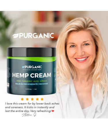 PURGANIC 4oz Natural Hemp Cream | Maximum Strength for Muscle & Joint Relief | Made in USA - Buy Online on GoSupps.com