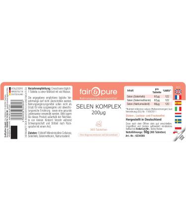 SoMatEm Fair & Pure Selenium Complex tablets 200 g 365 pieces vegan food supplement without additives produced in Germany - Buy Online on GoSupps.com