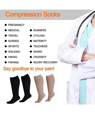 Buy Sxhmsal Large Compression Stockings for Women | Knee Socks for Seniors & Rehabilitation - Black - Buy Online on GoSupps.com