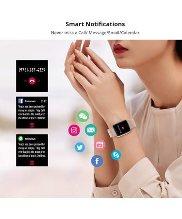 Fitpolo Smart Watch for Android and iPhone - IP68 Swimming Waterproof Fitness Tracker with Heart Rate Monitor for Women (Pink/Rose Gold) - Buy Online on GoSupps.com