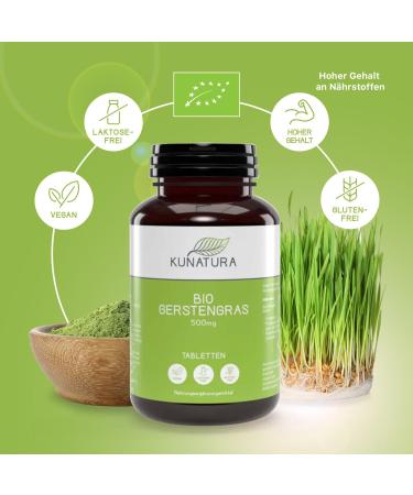 Buy Kunatura Organic Barley Grass Tablets - 300 High-Dose 500mg - Made in Germany - 100% Pure - International Shipping Available - Buy Online on GoSupps.com