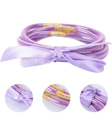 Ciieeo 1pc Ribbon Glitter Bracelet Filled Soft Bracelet Bowknot Bangle Bracelet Jelly Bracelets for Girls Accessories for Men Creative Bracelet Christmas Socks Plastic Man Purple Simple Purple 7.5x7.5cm - Buy Online on GoSupps.com
