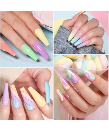 Yueshop 6 Colors Pastel Gel Nail Polish Kit - Soak Off UV Gel Nail Lamp Varnish Manicure Set - Blue, Pink, Green, Purple, Light Yellow - Women's Valentines Beauty Gift - Buy Online on GoSupps.com