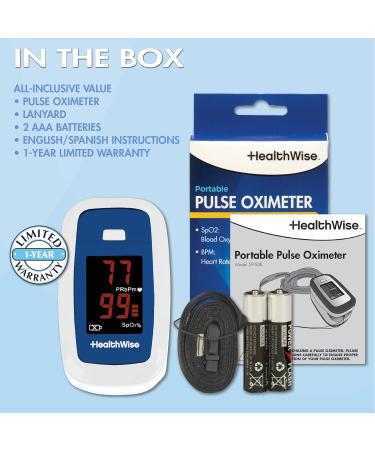 HealthWise Pulse Oximeter - Portable Blood Oxygen Saturation Monitor with Lanyard & Batteries - Accurate SPO2 & Pulse Rate Measurement for International Shipping - Buy Online on GoSupps.com