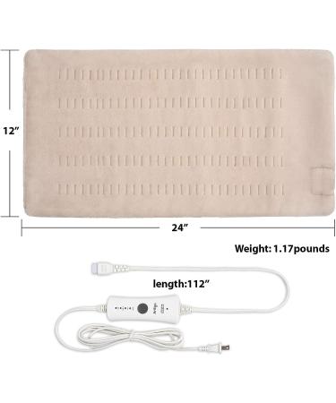 Ariliya XL Electric Heating Pad for Back Pain & Cramps Relief - 4 Heat Settings, 12 x 24, Beige - Buy Online on GoSupps.com