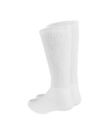 Truform Premiere Diabetic Socks for Men & Women - Medical Crew Length Mid Calf Height White Large - Comfortable & Supportive - Buy Online on GoSupps.com