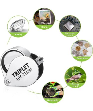 4 Pcs Metal Jewelers Loupe Magnifier with LED Light - 10x 20x 30x - Jewelry Eye Loop Magnifying Glass Set with Tweezers - Buy Online on GoSupps.com