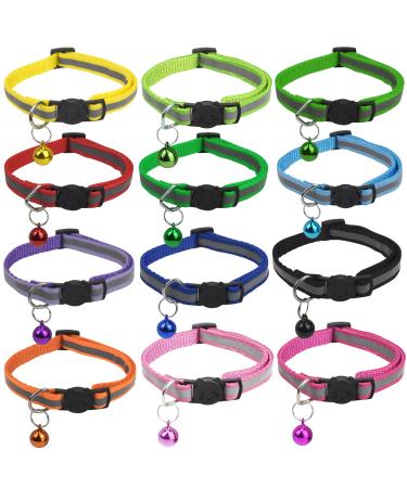 12 pieces of reflective cat collar with a collar cat with safety lock pet collapse with bell adjustable cat neck straps puppy straps cats collapse adjustable 19 32cm - Buy Online on GoSupps.com
