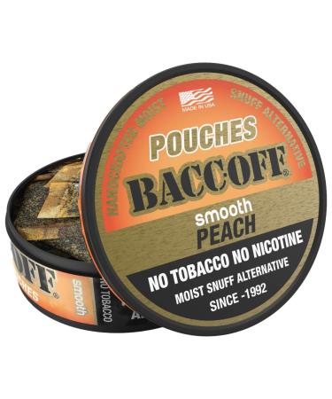 BaccOff, Smooth Peach Pouches, Premium Tobacco Free, Nicotine Free Snuff Alternative (1 Can) Peach Pouches 0.63 Ounce (Pack of 1)
