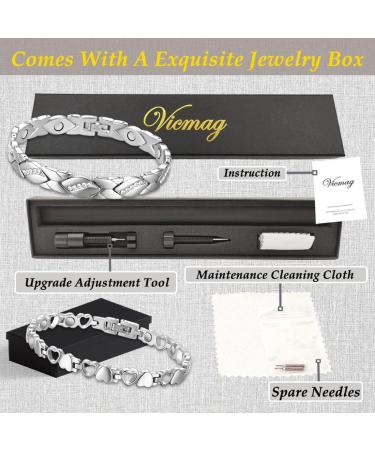 Vicmag Titanstahl Magnet Hardship Bands for Women - Ultra-Strong Magnets Glittering Design Gift Box & Tool - 2 Crystal Silver Pieces - Buy Online on GoSupps.com