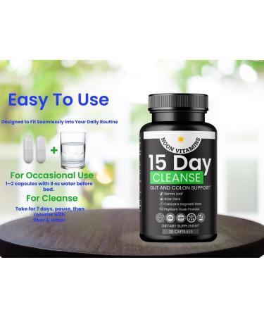 15-Day Colon Cleanse & Gut Detox Natural Probiotic Cleanser with Senna Leaf, Psyllium & Aloe Halal for Men & Women Supports Digestive Health, Regularity & Bloating Relief 30 Capsules - Buy Online on GoSupps.com