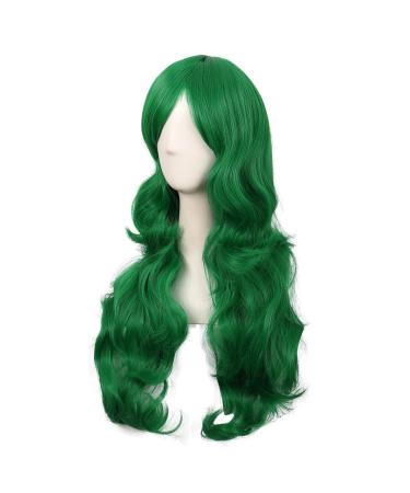 MapofBeauty 28 Inch Side Parting Bangs Long Curly Wavy Wig - Grass Green - Stylish Women's Hairpiece for Everyday Glam - Buy Online on GoSupps.com