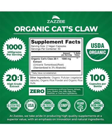 Zazzee Organic Seasonal Immune Support Bundle | Organic Cat s Claw 20:1 Extract Plus 10:1 Sambucus Black Elderberry Capsules | Non-GMO Vegan & ISO Lab Tested - Buy Online on GoSupps.com