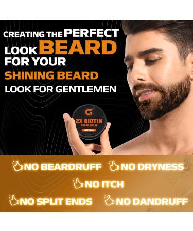 Buy 2X Biotin Beard Balm - Vegan Leave-In Conditioner & Moustache Wax | Facial Hair Moisturizer & Strengthener with Castor Oil - 2 Oz - Buy Online on GoSupps.com