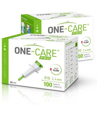 MediVena ONE-CARE PRO Safety Lancets 21G x 2.4mm 100/bx - Sterile & Convenient Sampling - Buy Online on GoSupps.com