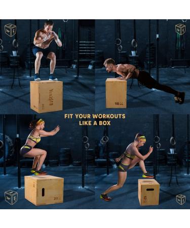 Yes4All Wooden Plyo Box 16x14x12 - 3 in 1 Plyometric Box for Home Gym & Outdoor Workout - Buy Online on GoSupps.com