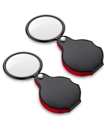 2PCS Upgrade 10X Small Magnifying Glasses for Kids/Senior, Pocket Magnifier for Reading/Close Work, Mini Folding Magnifying Magnify Glass with Protective Sheath, Ideal for Repairing/Hobby/Coins, 1.96"