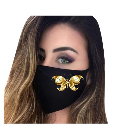 2021 Adult Bronzing Butterfly Print Fashion Mouth Cover Washable Reusable Face_Masks Party Dust Ice Silk Cloth Cover As Shown-4 As shown