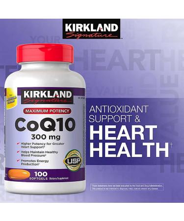 Kirkland Signature CoQ10 300mg 100 Softgels - Maximum Potency - 1 Pack - Buy Online on GoSupps.com