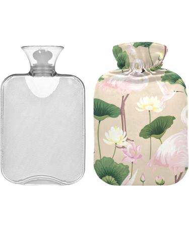Heat Bottle with Cover - 1L Durable Warm-Up Bag for Pain Relief | Shoulder Neck & Cramps | Chinese Lotus & Flamingos Design - Buy Online on GoSupps.com