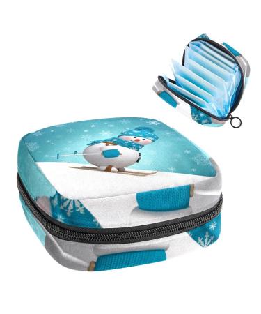 GIAPB Period Bag Sanitary Napkin Storage Bag Period Pouch Travel Makeup Bag Christmas Snowman Cartoon Pattern Color2576