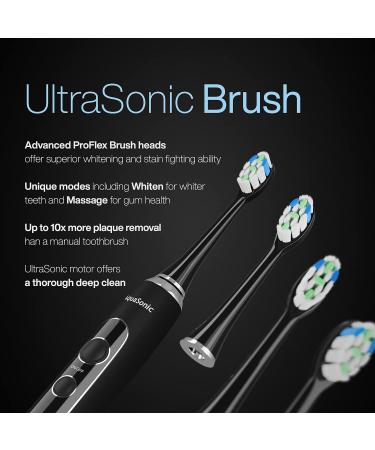 AquaSonic Home Dental Center PRO: Ultrasonic Electric Toothbrush & Water Flosser for Whiter Teeth & Healthier Gums - Black Series Pro - Buy Online on GoSupps.com